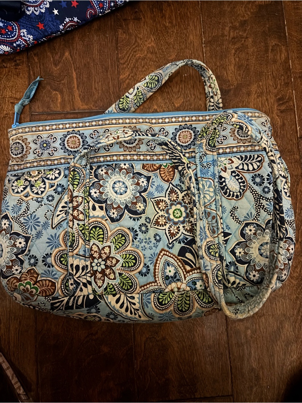Vera Bradley Blue Paisley Quilted Travel Tote